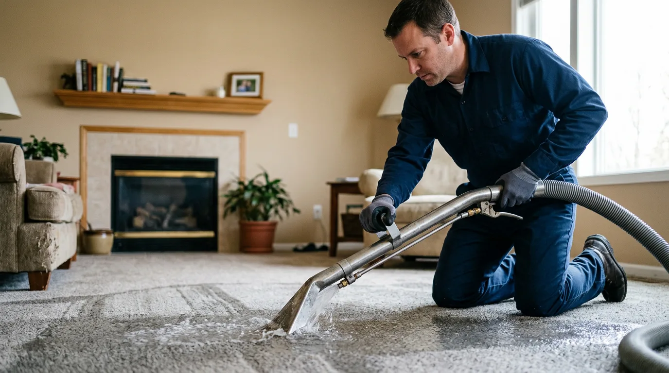 Water damage restoration technician working near Dallas, SD